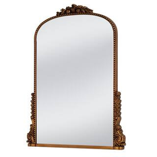 shyfoy Antiqued Gold 28 in. W x 39 in. H Vintage Arched Wall Mirror SF-WM187 - The Home Depot | The Home Depot
