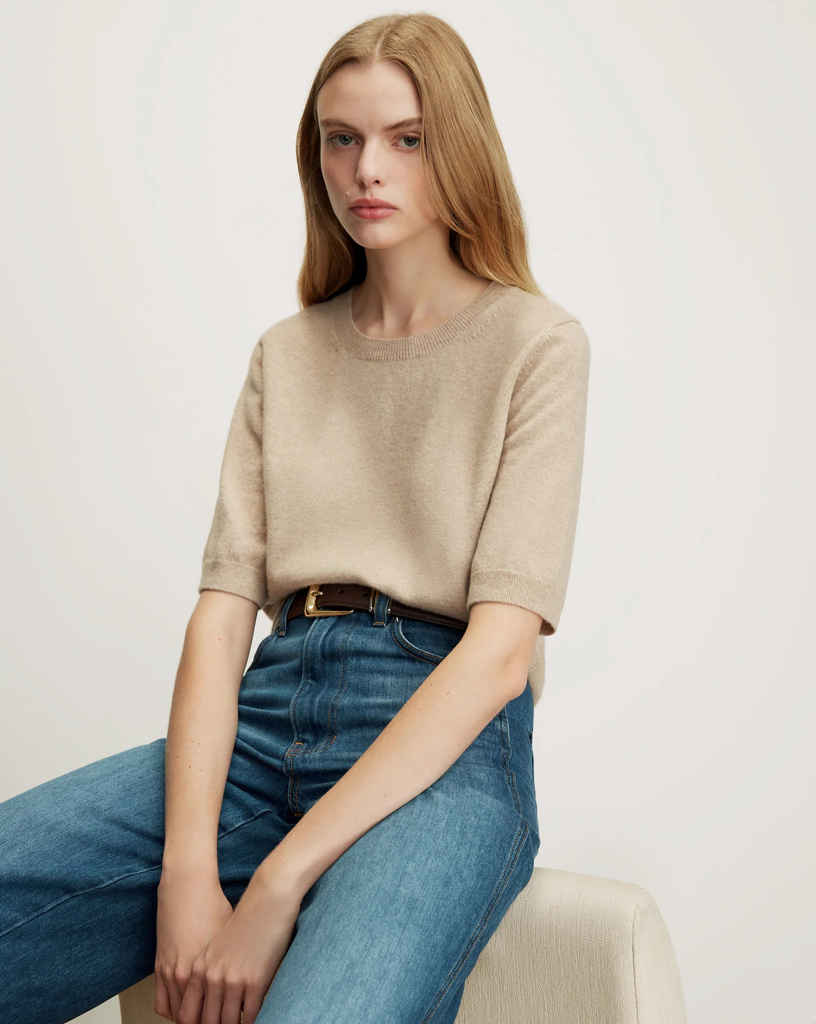 Shana Cashmere Sweater in Oatmeal | Veronica Beard | Veronica Beard