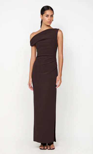 LEORA ASYM MAXI DRESS - DARK CHOCOLATE | Bec & Bridge (Global)