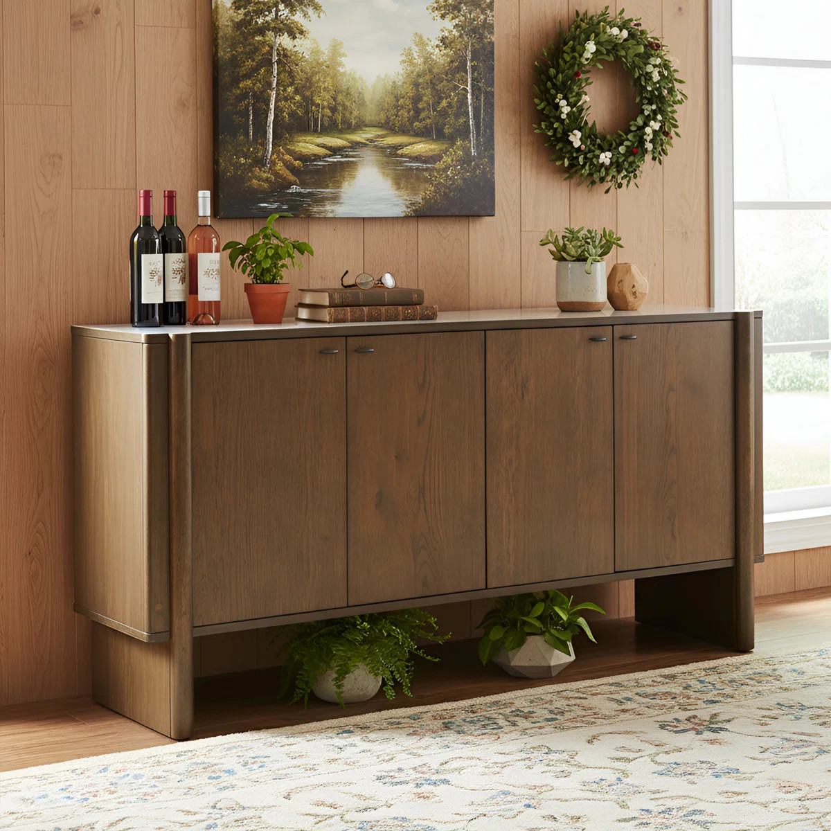 Buffet Storage Cabinet For Dining Room, Kitchen, Wood 4-Door Sideboard With 4 Compartments | Wayfair North America