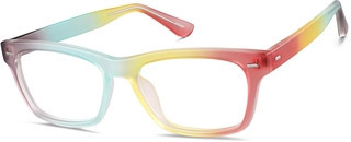 Zenni Rectangle Glasses Rainbow Plastic Full Rim Frame | Zenni Optical (US & CA)