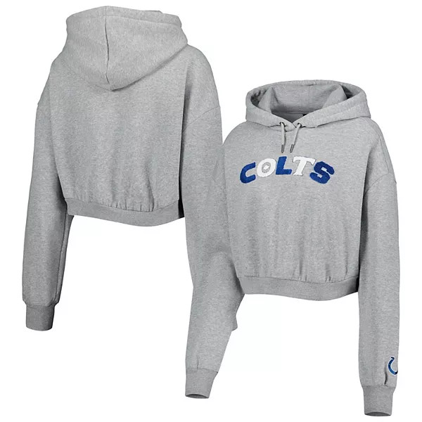 Women's WEAR by Erin Andrews Gray Indianapolis Colts Modest Cropped Pullover Hoodie | Kohl's