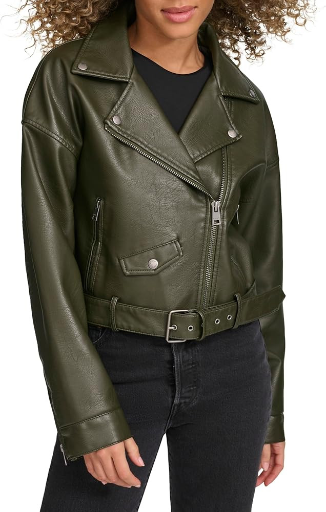 Levi's womens Faux Leather Cropped Moto Jacket | Amazon (US)