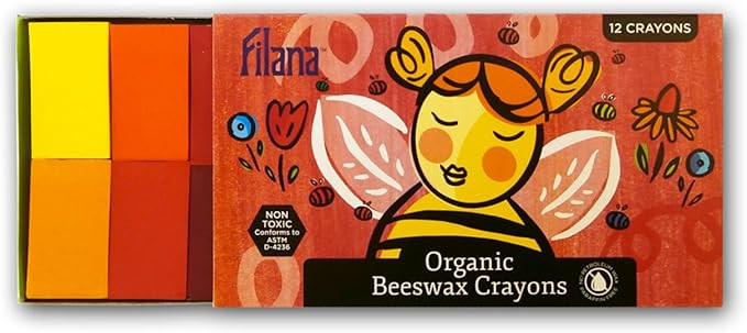 FILANA (12 Block Crayons) Organic Beeswax Block Crayons, Natural, Non Toxic, Handmade in the US, ... | Amazon (US)