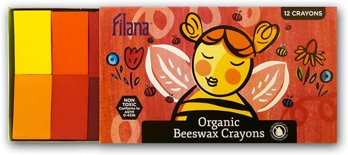 FILANA (12 Block Crayons) Organic Beeswax Block Crayons, Natural, Non Toxic, Handmade in the US, ... | Amazon (US)