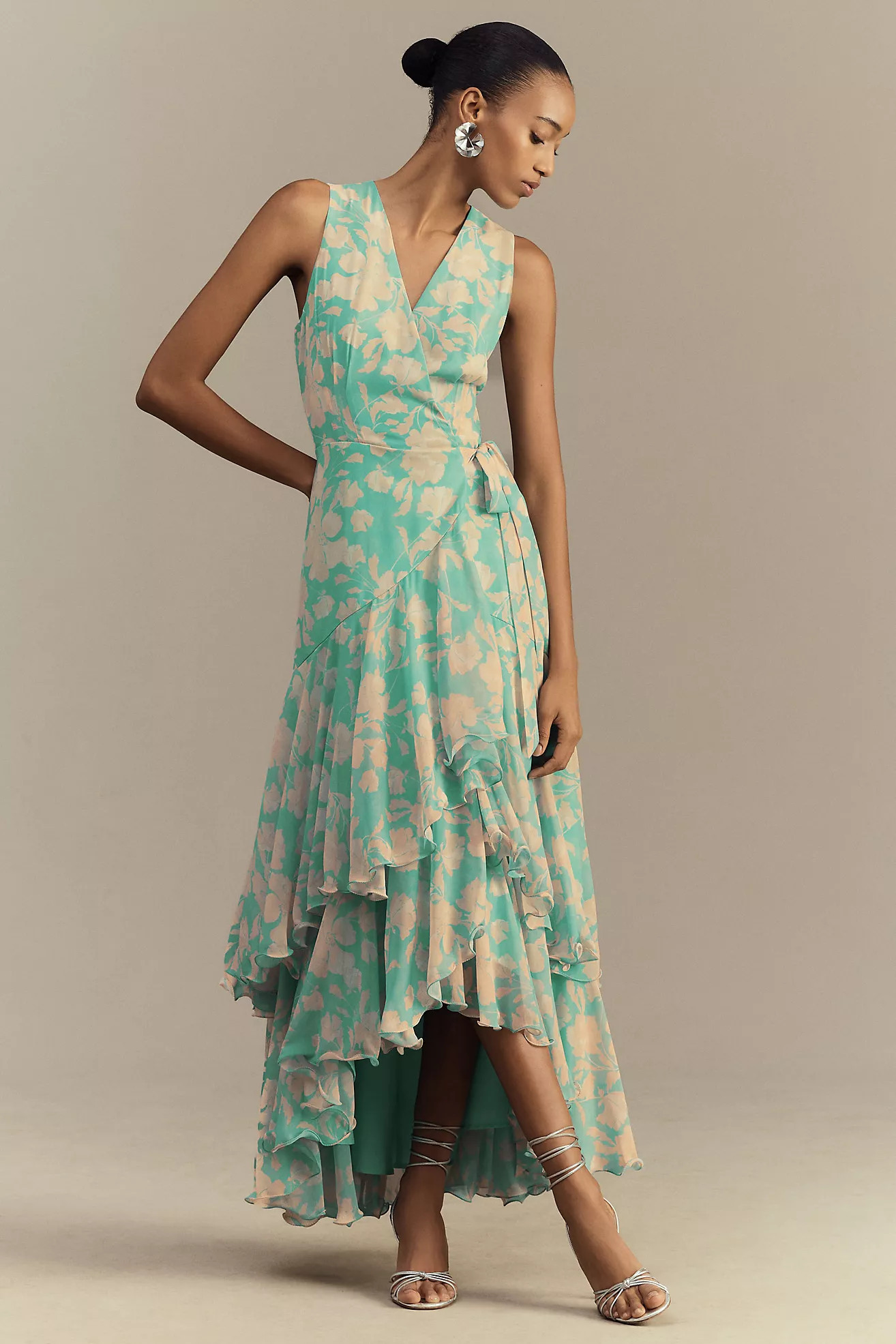Hutch Trinity Ruffled Chiffon Wrap Maxi Dress | Anthropologie (US)