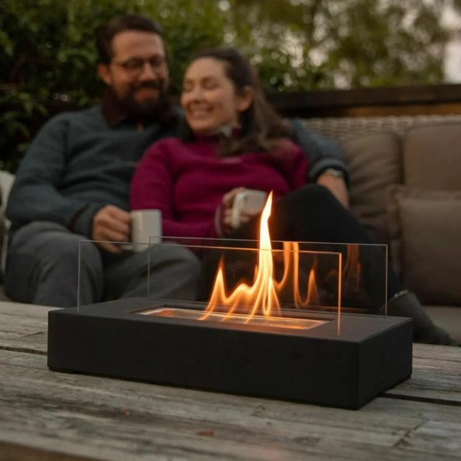 ZIB Tabletop Fire Pit Portable Fireplace Real Flame Smokeless Ashless Outdoor Indoor Metal Black | Walmart (US)