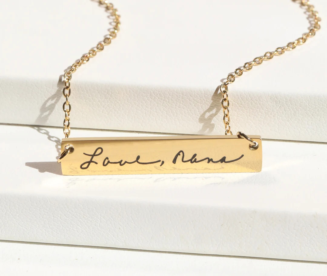 Handwriting Bar Necklace: Personalized Keepsake Jewelry | Etsy (US)