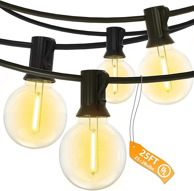 SUNSGNE G40 LED Globe Outdoor String Lights Waterproof Shatterproof, 25FT Outdoor Globe Lights wi... | Amazon (US)