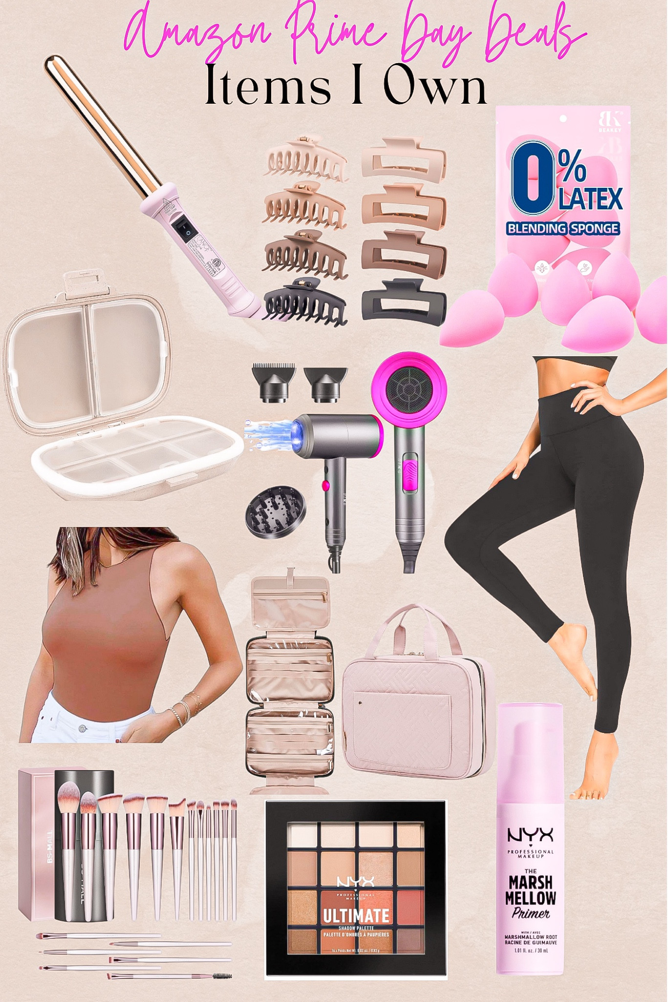 Amazon prime day deals 
Items I own and love 

Curling iron, pill organizer, hair clips, beauty blenders, makeup finds, hair dryer, leggings, bodysuit, travel bag, toiletry bag, makeup primer, eyeshadow, makeup brushes 

#LTKSaleAlert #LTKFindsUnder50 #LTKBeauty