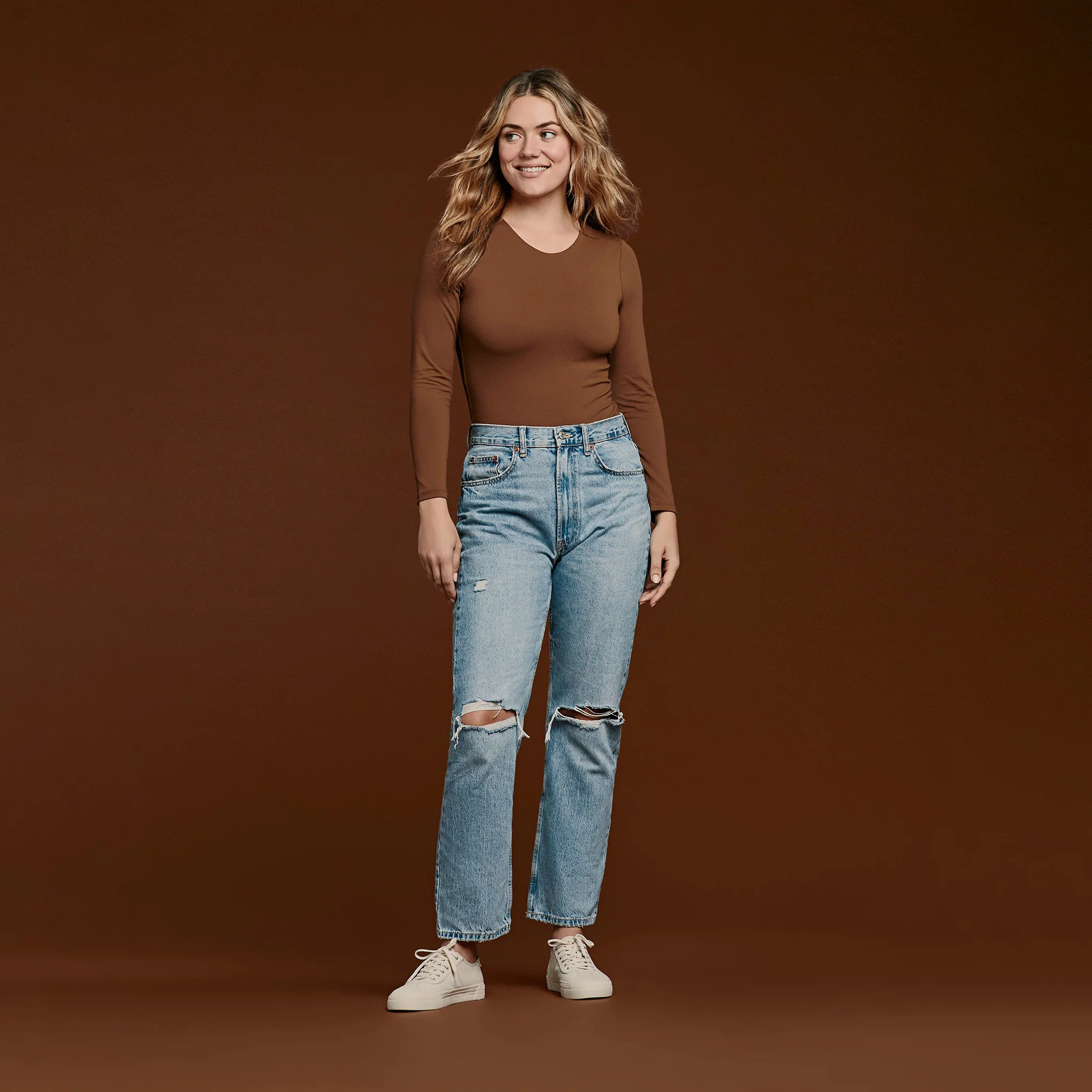 Women's Long Sleeve Crewneck Bodysuit | nuuds