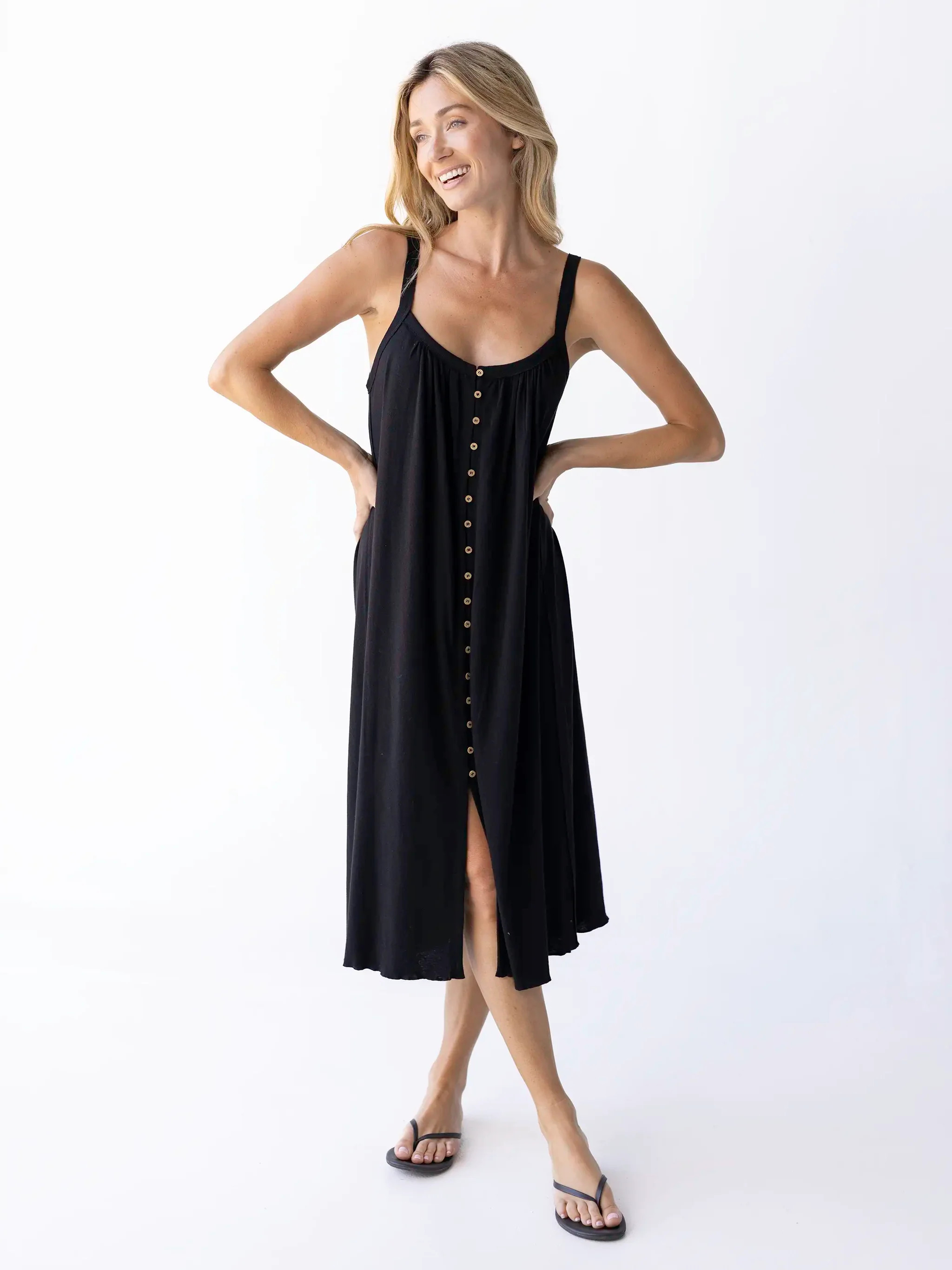 Relaxed Button Down Midi Dress | Natural Life