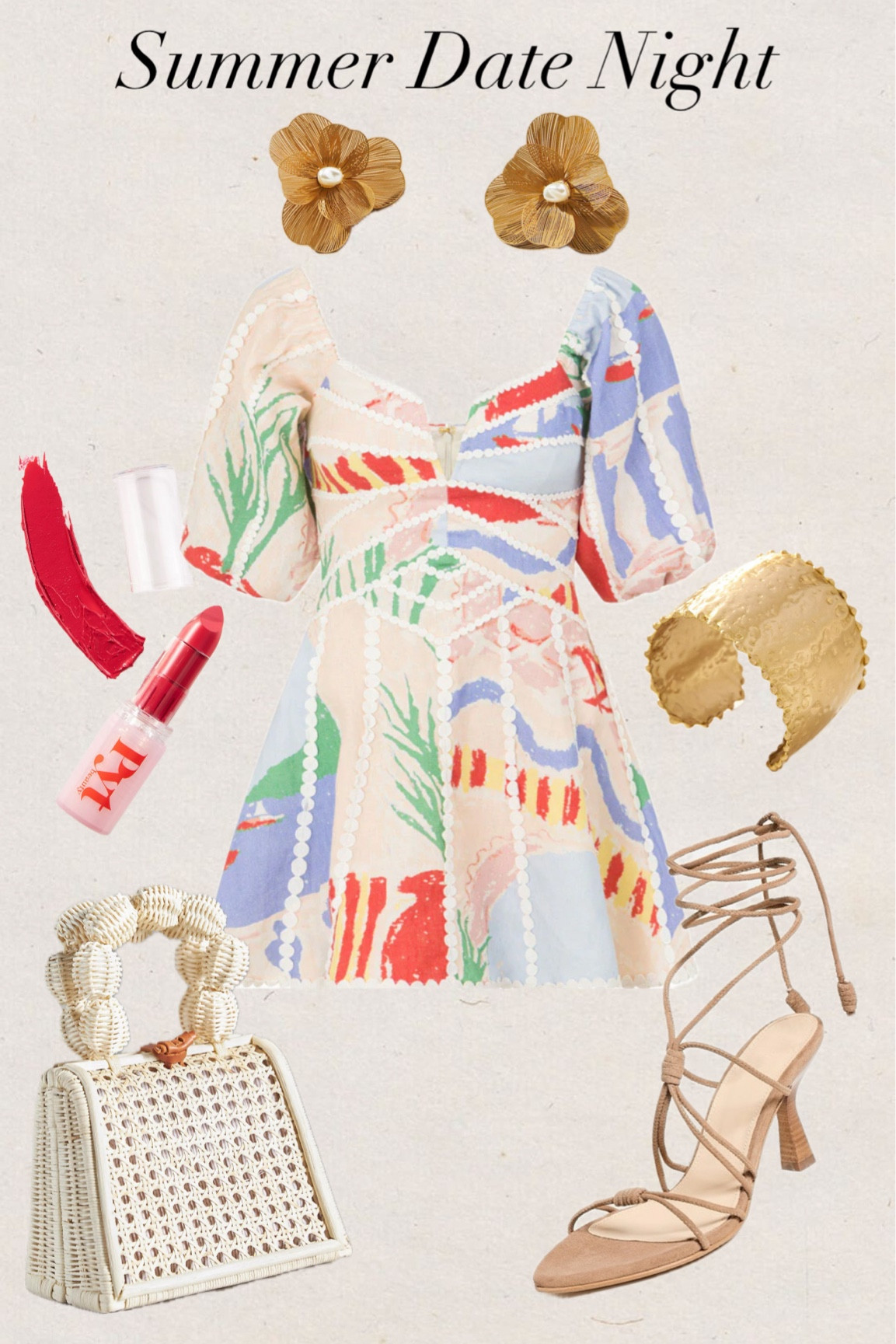 Summer date night outfit
Summer dress
Summer outfit
Lace up heels
Rattan bag
Purse
Top handle bag
Mini bag
Gold bangle
Lipstick
Mini dress

#LTKFindsUnder50 #LTKSaleAlert #LTKFindsUnder100