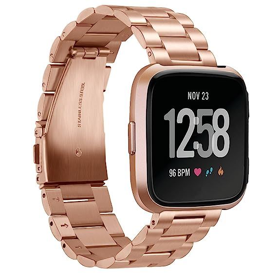 AUTULET for Fitbit Versa Bands Rose Gold Fitbit Stainless Steel Band Bracelet Replacement Band Wr... | Amazon (US)