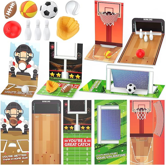 Feltom Valentines Day Gifts for Kids - 30 PCS Mini Sports Ball Eraser Valentines Cards for Kids C... | Amazon (US)