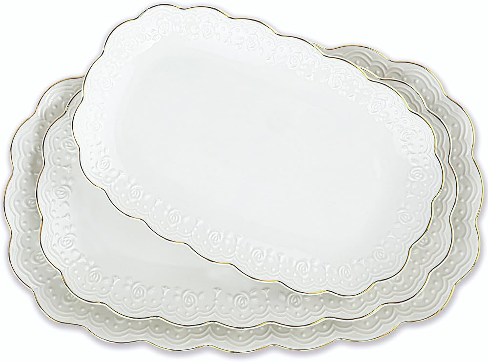 Kassel Ceramic Serving Platter Set | 14”/12”/10” Oval Serving Trays for Entertaining at Par... | Amazon (US)