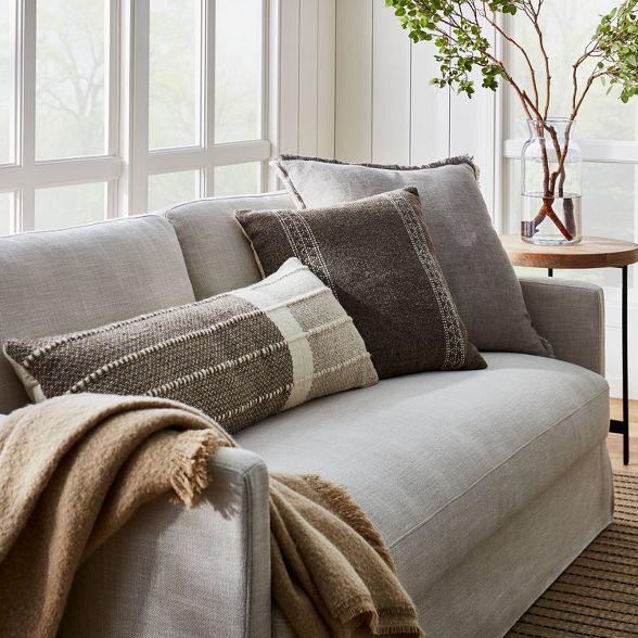 Woven Wool Cotton Square Throw Pillow Brown/Cream - Threshold™ designed with Studio McGee | Target