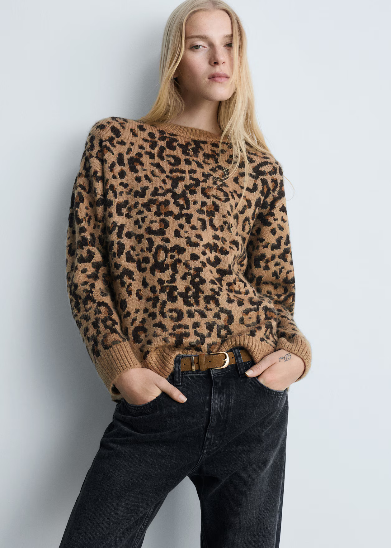 Pullover mit Leopardenmuster und Kontrastabschlüssen | Mango EU