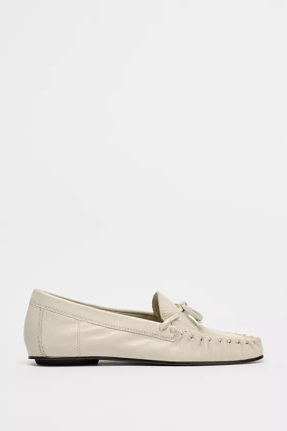 GATHERED SOFT LEATHER LOAFERS | Zara US