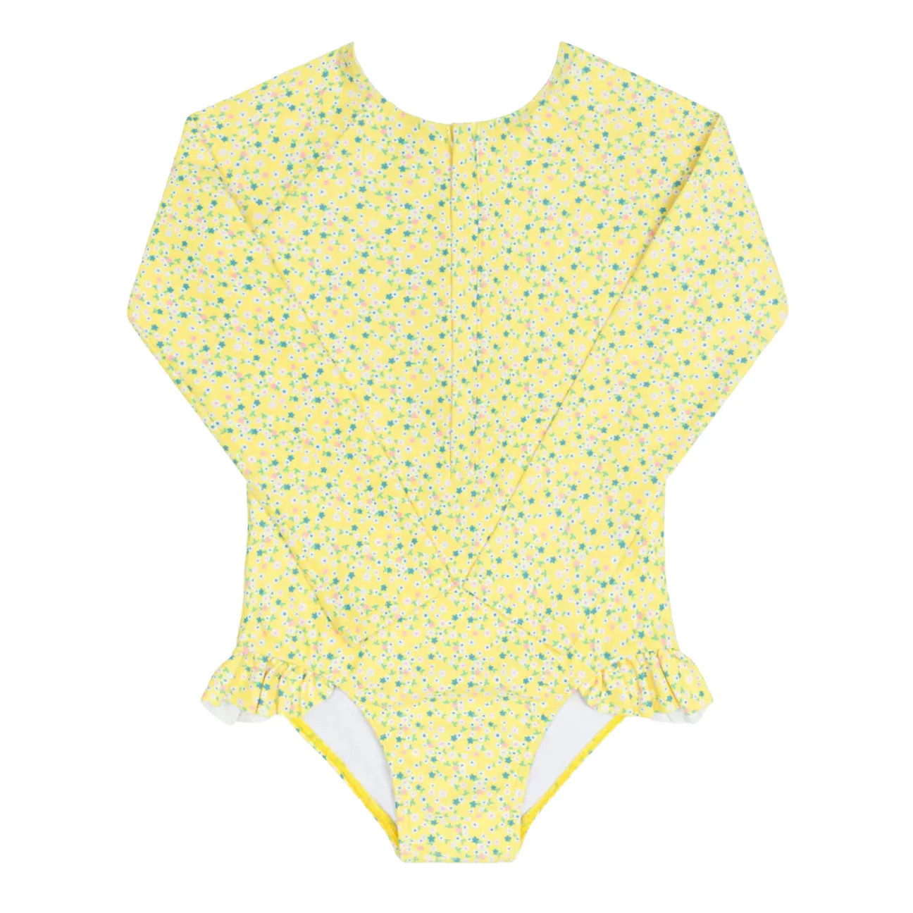 girls petite fleur front zip rashguard one piece | Minnow