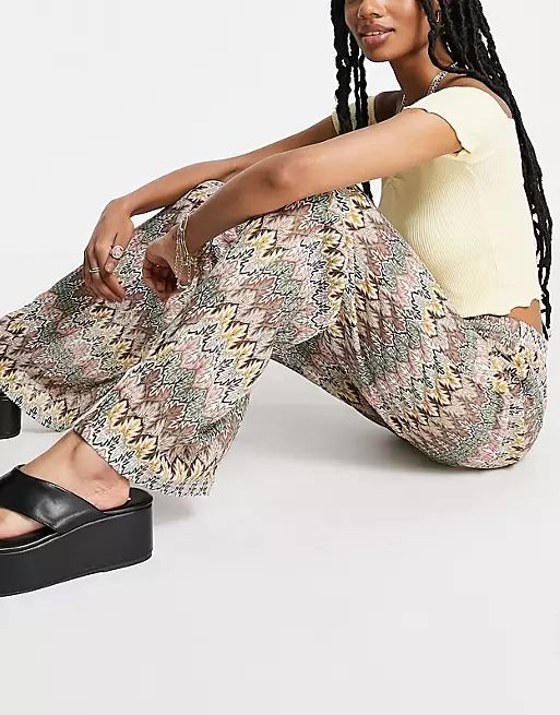 Outrageous Fortune co ord knitted wide leg trouser in geo print | ASOS (Global)