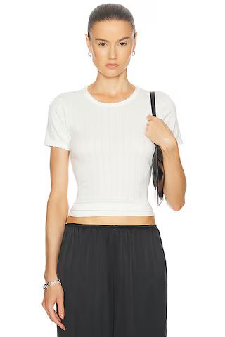 LESET Pointelle Slim Fit Tee in White | FWRD | FWRD 