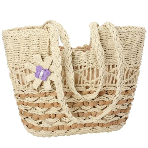 Trifabricy Beach Bags for Women - Large Straw Bag, Woven Beach Tote Shoulder Handbags, Straw Tote Bag for Summer Vacation, Beige | Amazon (US)