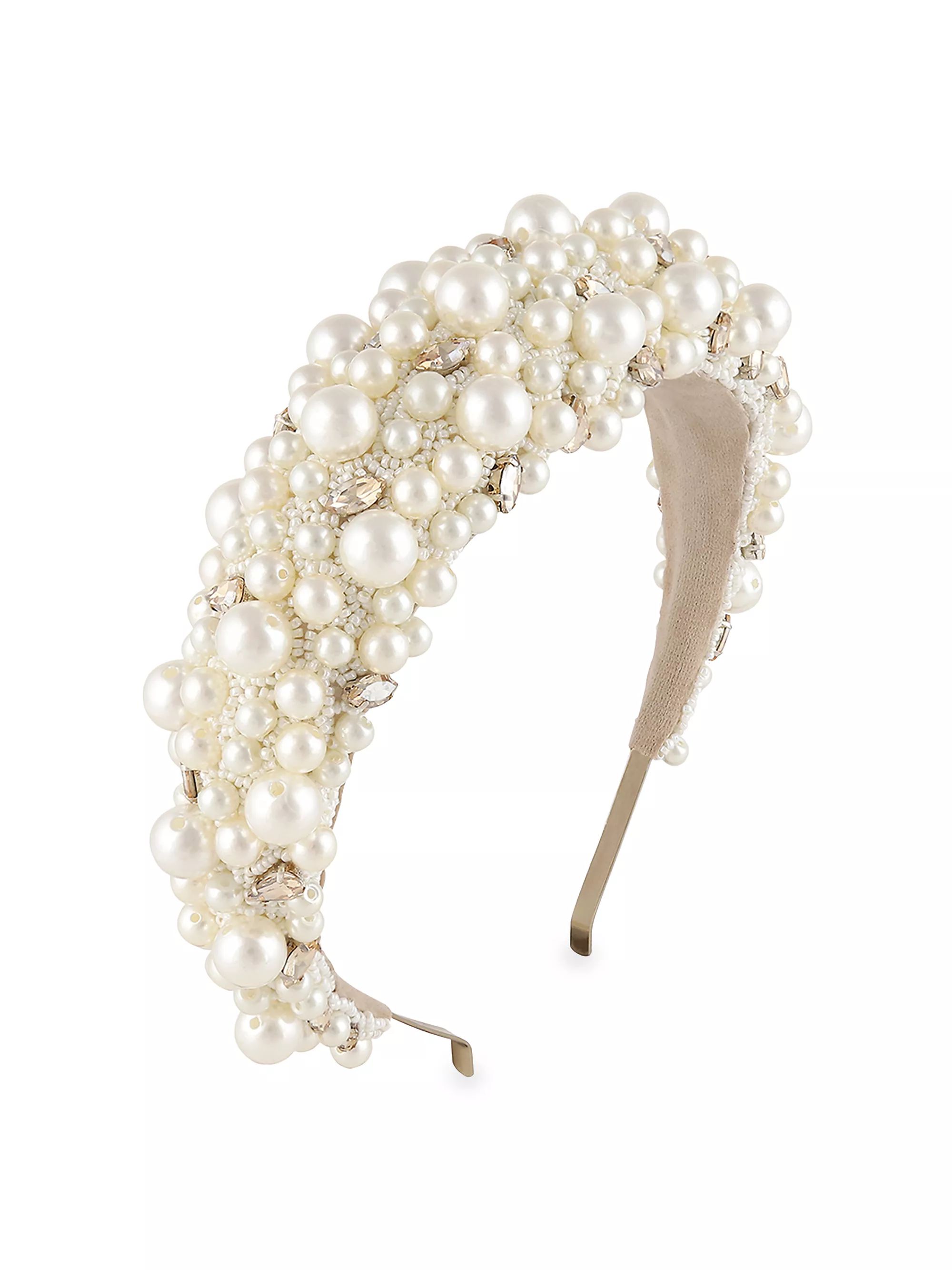 Shop Deepa Gurnani Lux Faux Pearl-Embellished Padded Headband | Saks Fifth Avenue | Saks Fifth Avenue