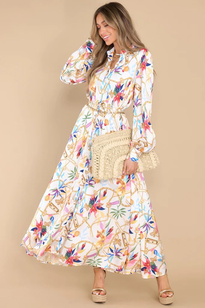 Once Upon A Dream Ivory Multi Print Maxi Dress | Red Dress 