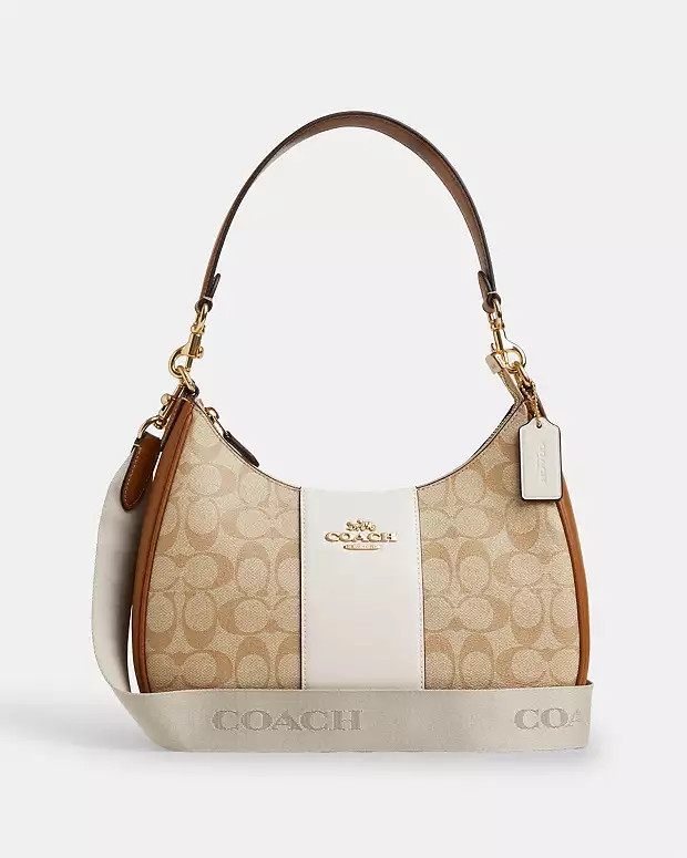 Teri Hobo Bag In Signature Canvas With Stripe | Coach Outlet US