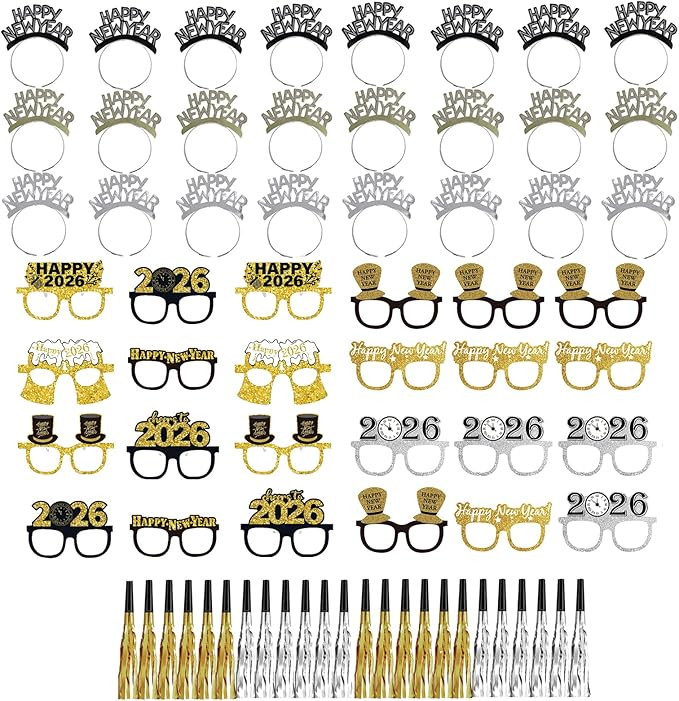 78PCS New Years Eve Party Supplies 2026,Happy New Year Headband,Glasses,Noise Makers Party Favors | Amazon (US)