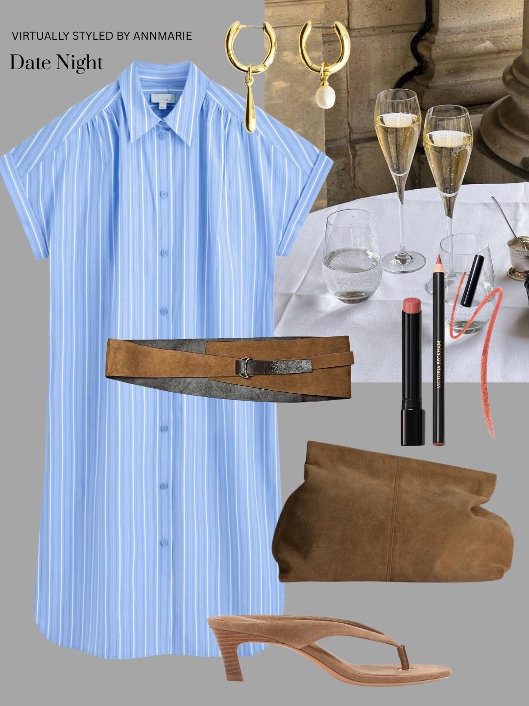 Evening outfit with a shirt dress