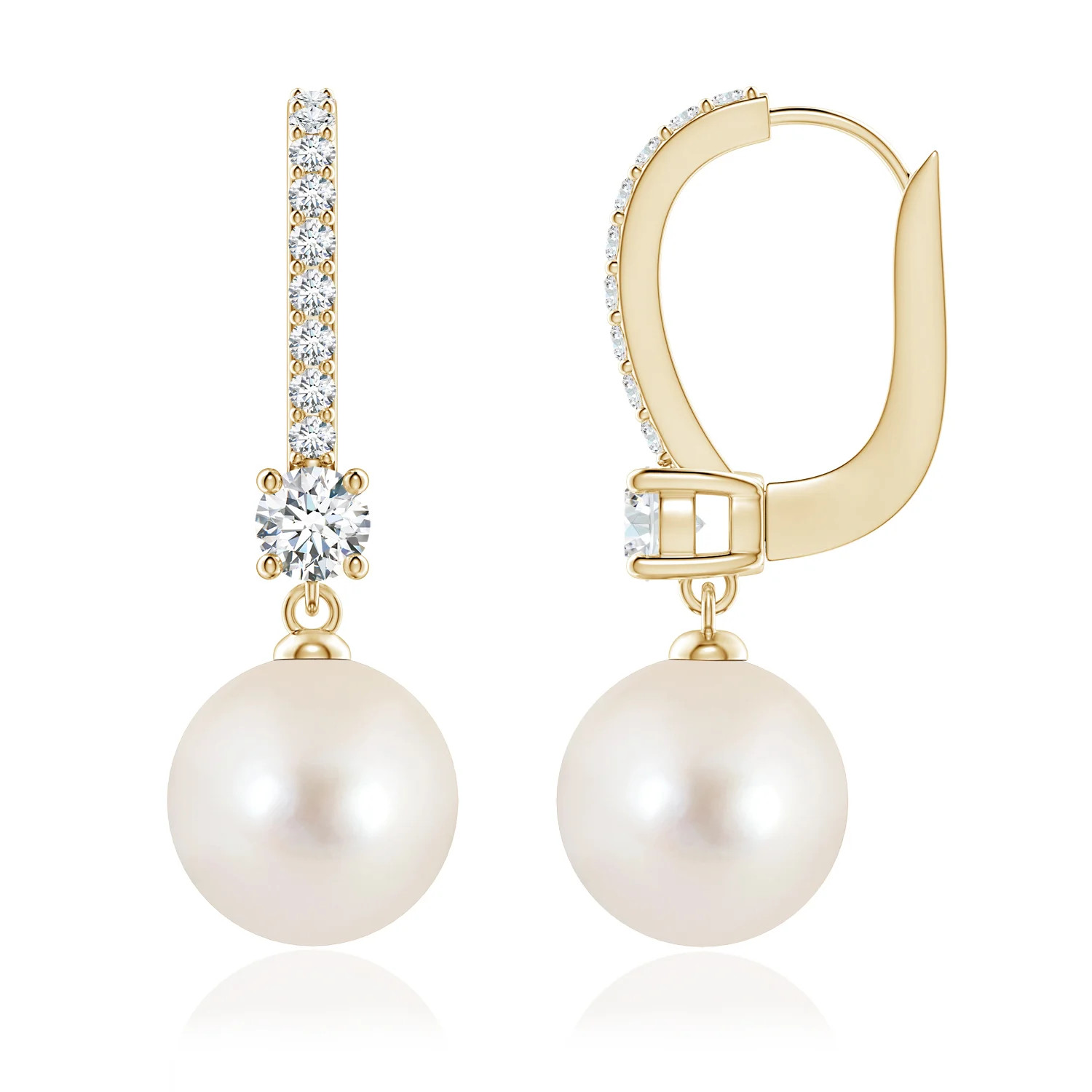 Leverback Freshwater Pearl Drop Earrings | Angara Inc.