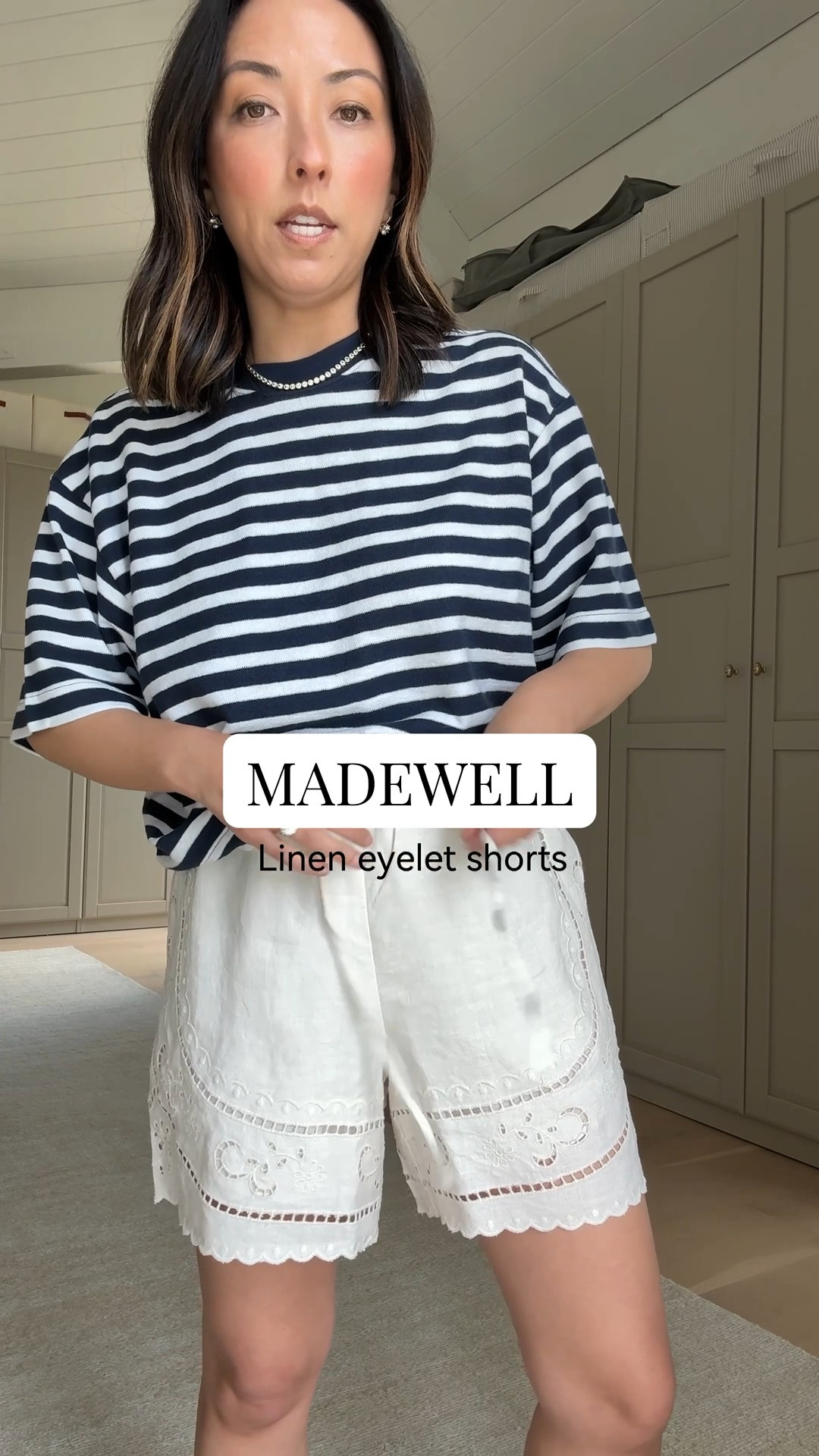 Wearing the tee in XS and linen shorts in XS, but would size up for a little extra room.

#LTKxMadewell #LTKmomlife #LTKPetite
