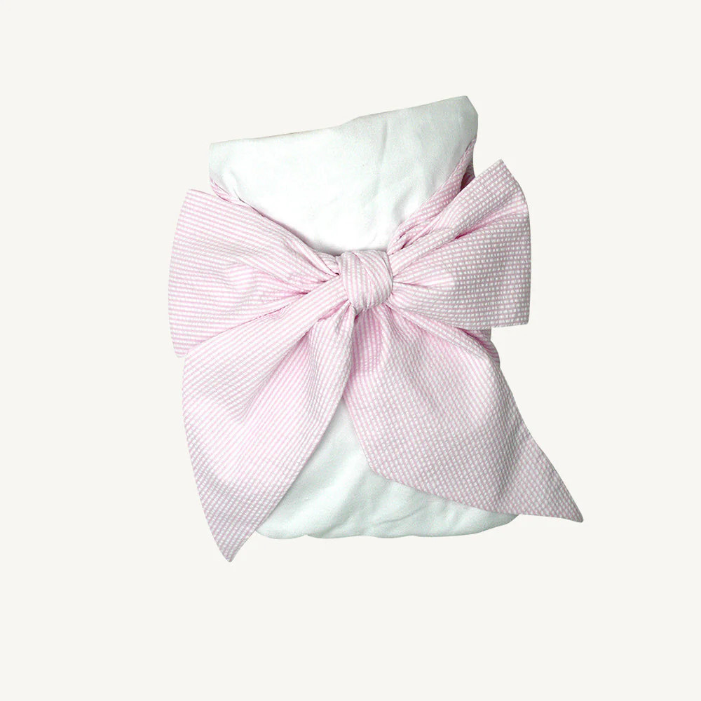 Bow Swaddle ® - Pink Savannah Seersucker | The Beaufort Bonnet Company