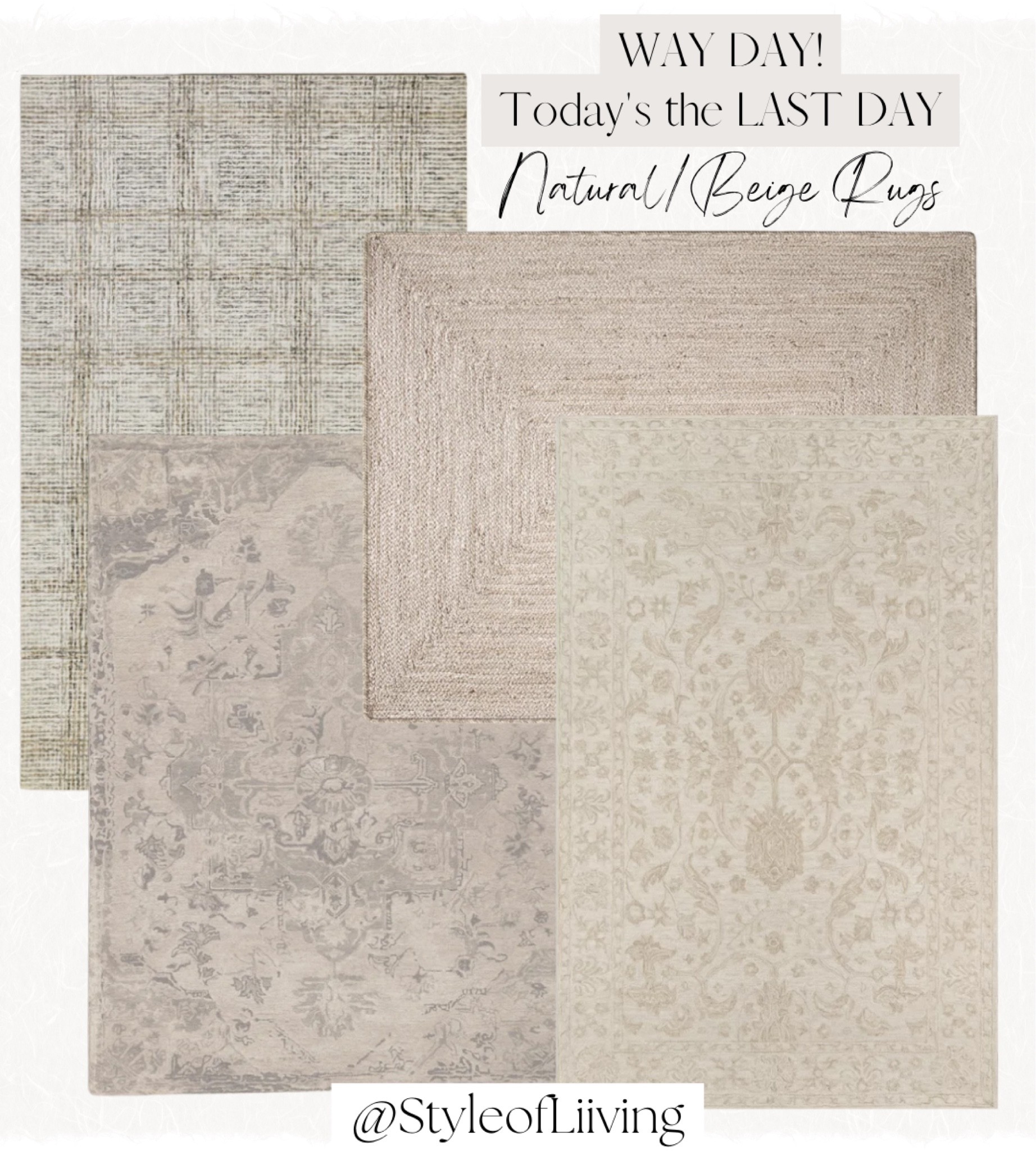 Last day of Wayfair Way Day deals! Natural, beige, ivory area rugs. Indoor and outdoor. Affordable home finds. Sale alert!

#LTKstyletip #LTKhome #LTKsalealert