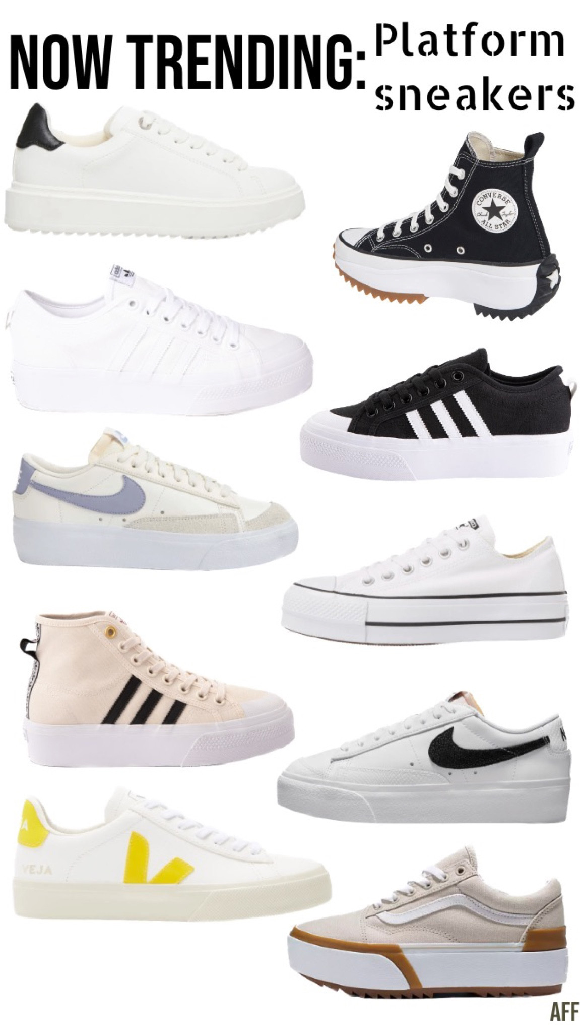 Platform sneakers are so popular right now, and I love them! You can pair them with wide leg jeans, shorts, or dresses. A lot of the pairs I linked are on sale for under $50, and I love that you can wear these year round!

//////////////////

platform sneakers, nike sneakers, women’s nikes, vejas, Adidas nizza platforms, women’s Adidas platforms, sneakers on sale, converse platforms, platform converse, platform Adidas, platform chucks, Veja campo sneaker, veja sneakers, sneakers under $50, platform sneakers under $100, platform sneakers under $50, platforms under $50, sneaker sale, 4th of July sale, Nordstrom sale, gazelle platforms, gazelle sneakers, old skool vans, platform vans, best sneakers under $100, best sneakers under $50, nike blazers, nike blazer platform sneakers, campo sneakers, best sneakers under $200, journeys finds, Nordstrom shoes, Nordstrom finds, Nordstrom new arrivals, summer shoes, fall shoes, back to school shoes, trending shoes, shoes, travel day outfit, travel outfit, travel look

#LTKshoecrush #LTKstyletip #LTKunder100