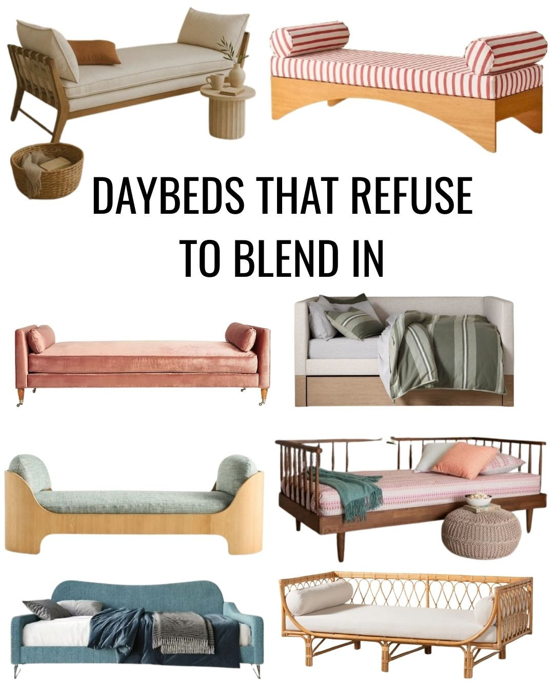 Small space? Big style! 💡 These 19 daybeds pull double duty as sofas, loungers, and beds—perfect for a guest room refresh, home office upgrade, or apartment living. Think bohemian rattan frames, mid-century spindles, minimalist upholstered daybeds, and even storage + trundle options that make the most of every square foot. 🛋️ Whether you want a budget-friendly twin daybed, a plush upholstered statement piece, or a sleek modern canopy design, these finds prove that versatile furniture = smart living. #SpaceSavingFurniture #DaybedDecor #ApartmentStyle #SmallSpace #Daybeds #TinyHome 

 #LTKHome