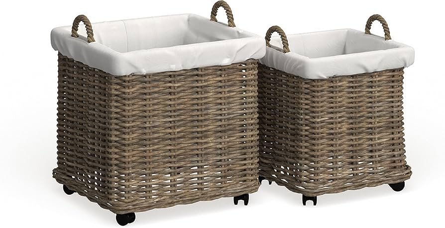 Safavieh Home Collection Amari Wheel Basket | Amazon (US)