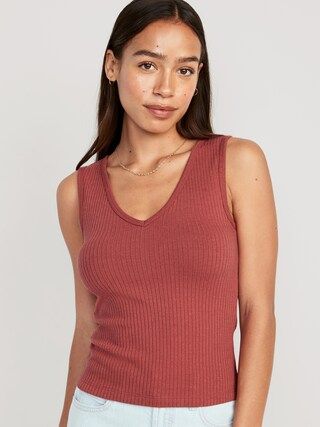 Rib-Knit V-Neck Tank Top for Women | Old Navy (US)