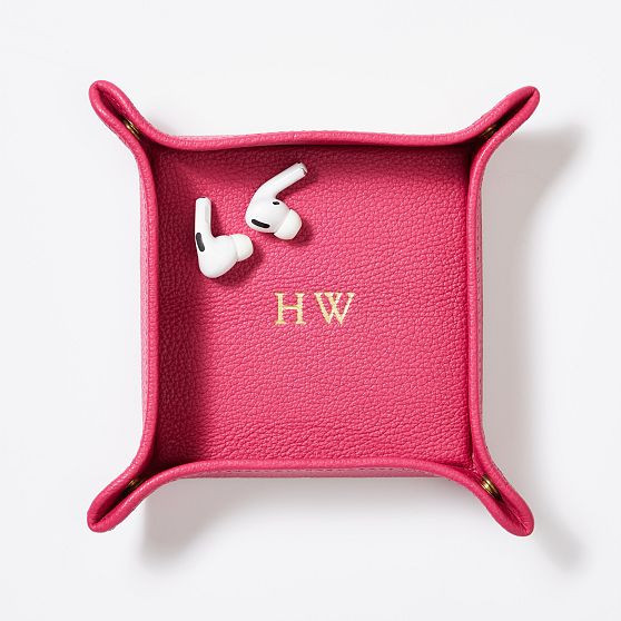 Classic Leather Catchall Tray, Medium, Pink | Mark and Graham