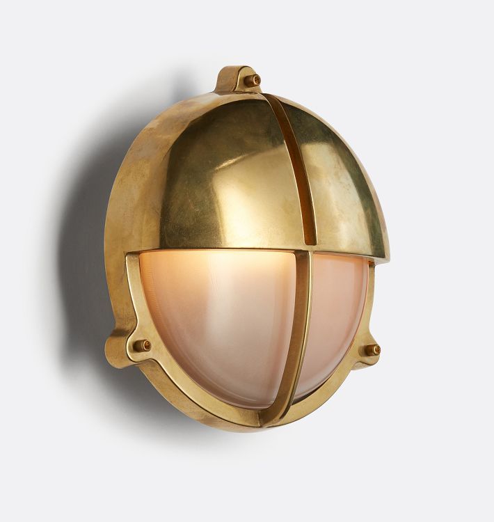 9" Seabeck Halflid Round with Cage Bulkhead Sconce | Rejuvenation
