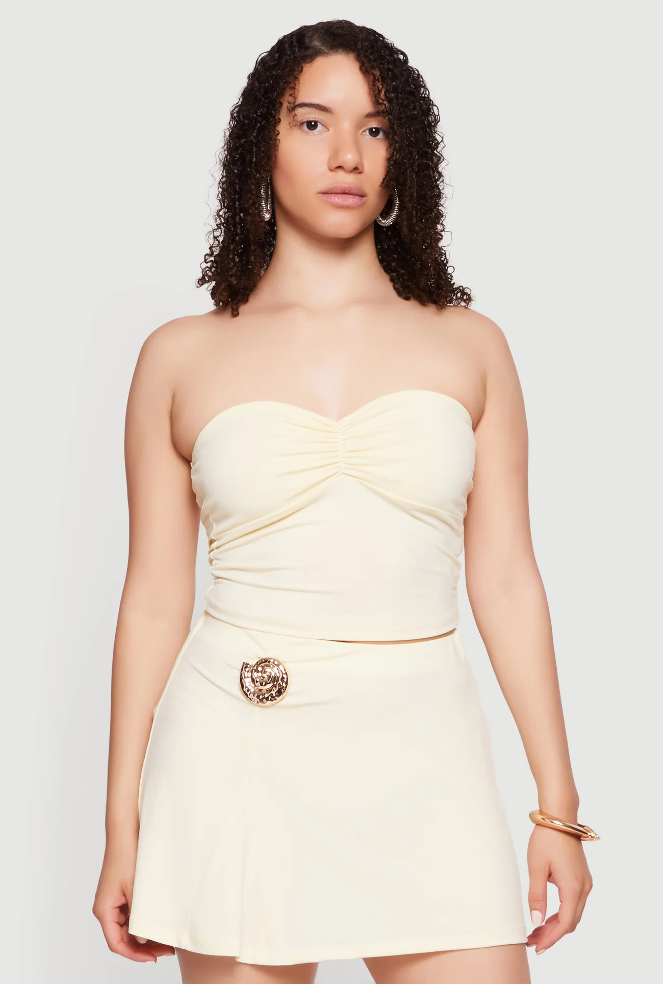 Ruched Front Crop Tube Top | Rainbow Shops