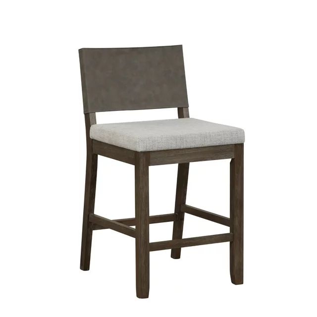 Nathan James Linus Modern Upholstered Counter Height Bar Stool with Faux Leather Back and Solid R... | Walmart (US)
