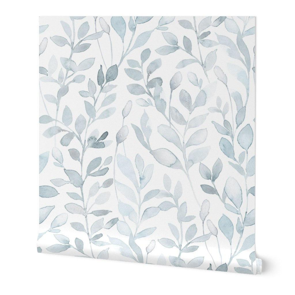 Midsummer / Leaves in light blue - large scale Wallpaper | Spoonflower | Spoonflower
