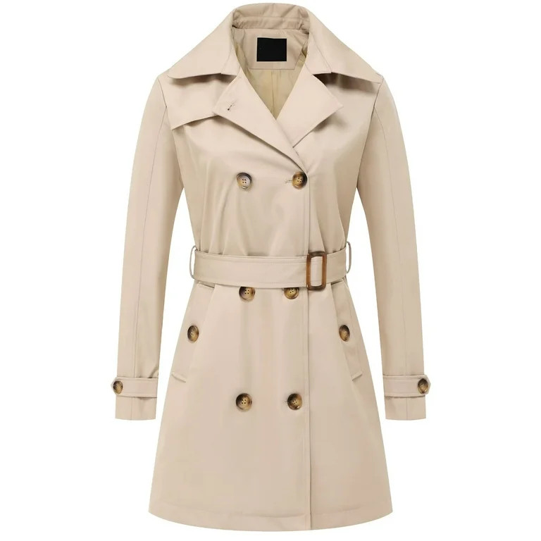 Chrisuno Women's Waterproof Trench Coat Lightweight Rain Jacket Packable Windbreaker with Hood Kh... | Walmart (US)