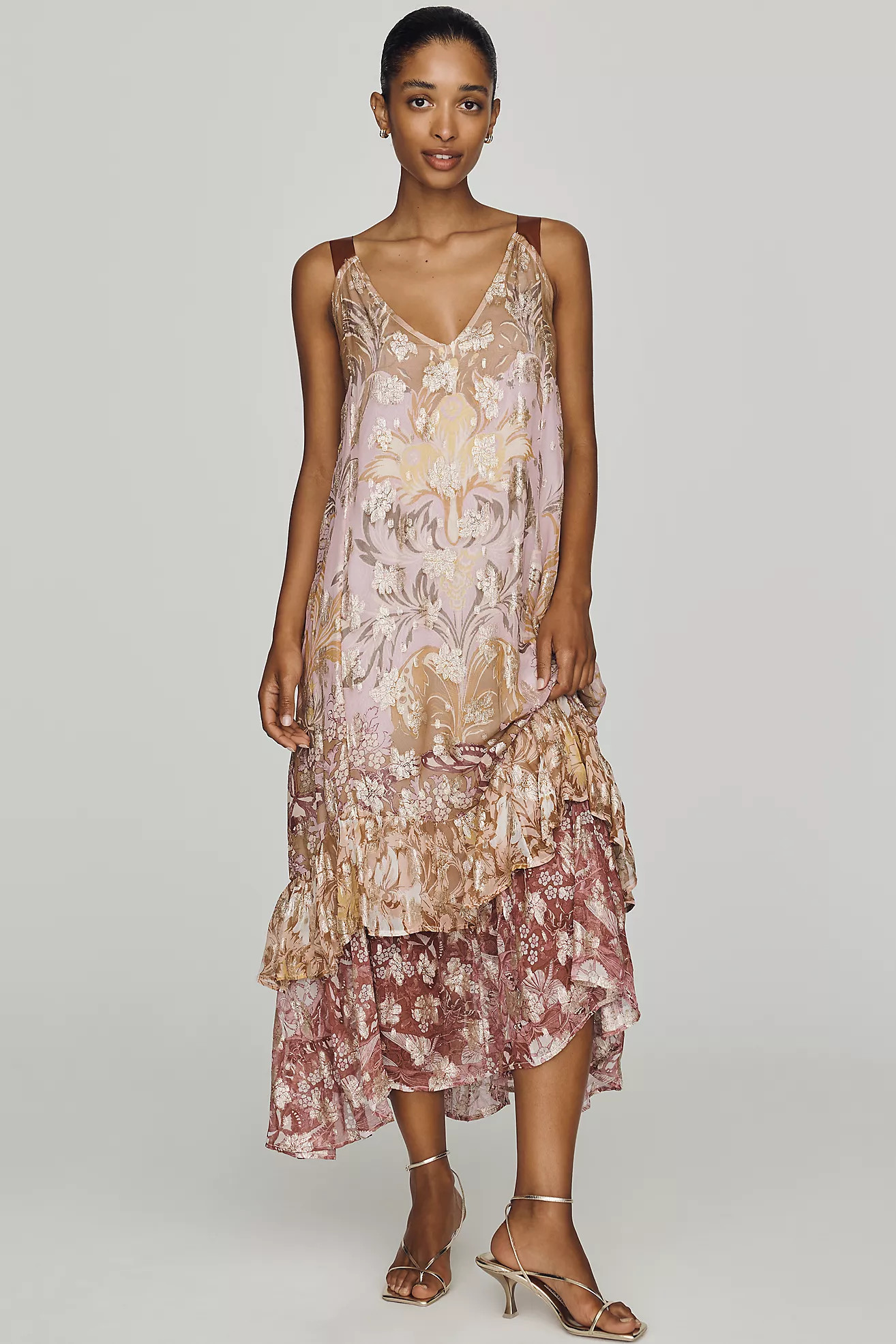By Anthropologie Tie-Back Ruffle-Hem Midi Dress | Anthropologie (US)