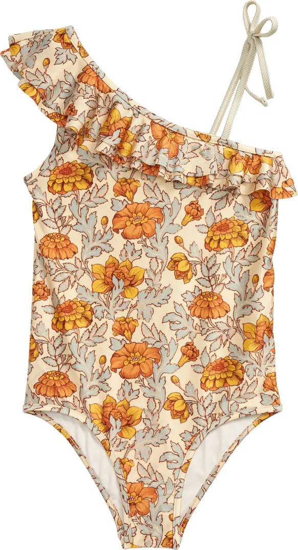Kids' Andie Frill One-Shoulder One-Piece Swimsuit | Nordstrom