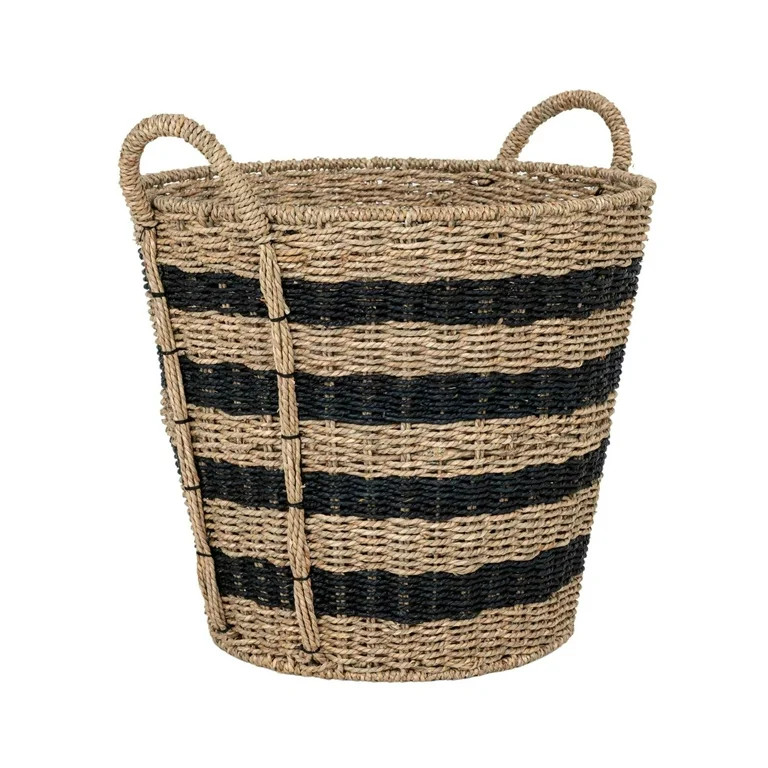 Better Homes & Gardens Extra Large Striped Seagrass Decorative Storage Basket with Handles, 17 in... | Walmart (US)