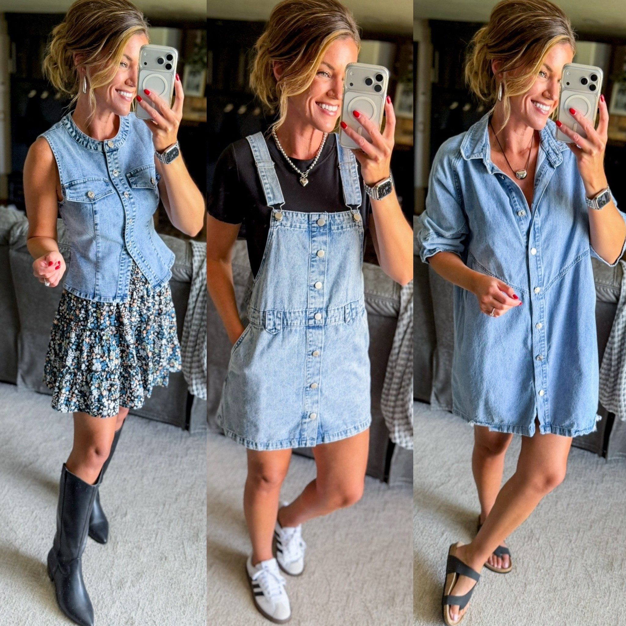 Denim finds from Amazon that aren’t shorts or jeans. 
Vest and skirt / medium 
Overalls / medium
Dress/ small

#LTKOver40 #LTKSeasonal #LTKmomlife